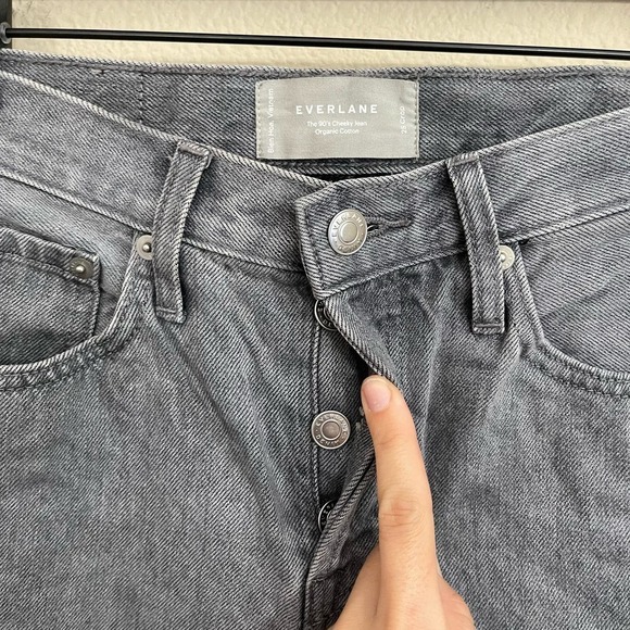 Everlane The '90s Cheeky High-Rise Button-Fly Cropped Denim Jeans Acid Grey 25 - Picture 9 of 15